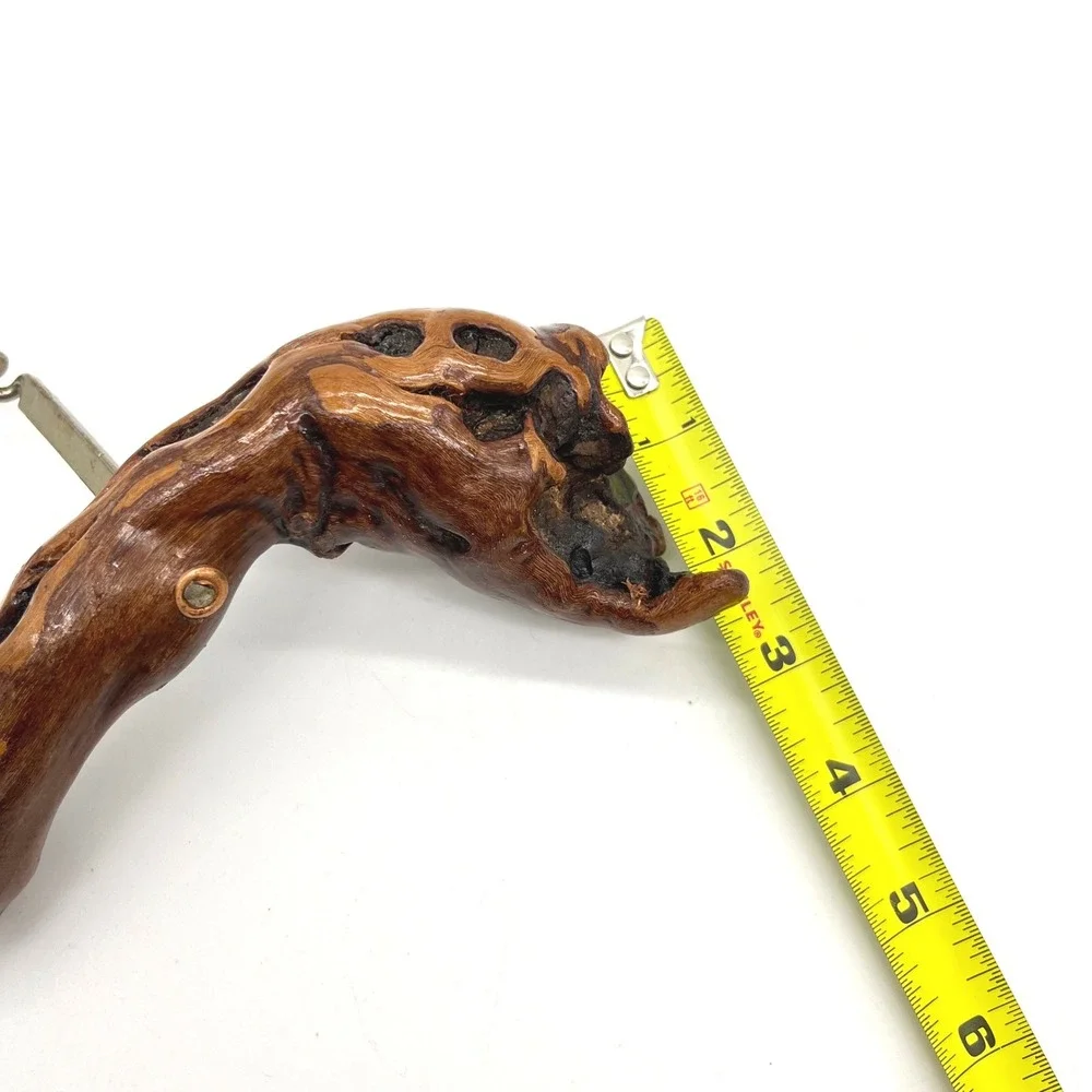 Vintage Handcrafted Gnarled Burl Wood Handle Corkscrew Rustic Wine Bottle Opener